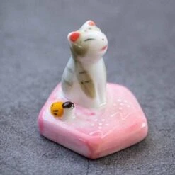 Diseno Living Incense Ceramic Holder Grey Kitty - Sakura Fixed Size