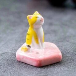 Diseno Living Incense Ceramic Holder Yellow Kitty - Sakura Fixed Size
