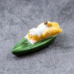 Diseno Living Incense Ceramic Holder Yellow Kitty - Bamboo Leaf Fixed Size