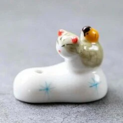 Diseno Living Incense Ceramic Holder Beige Kitty - Gourd Fixed Size
