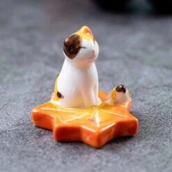 Diseno Living Incense Ceramic Holder Orange Kitty - Maple Leaf Fixed Size