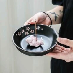 Diseno Living Palo Santo / Sage Ceramic Burning Circle Holder- Sakura Black Fixed Size -Skin Care Store 133330653735776 2