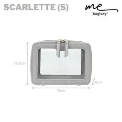 Bagtory ME SCARLETTE Silver Grey, Small Single Layer, Square Cosmetic Bag, Transparent PVC Storage Bag Fixed Size Fixed Size